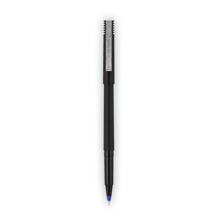 Uni-Ball Stick Roller Ball Pen, Micro 0.5mm, Blue Ink, Black Barrel, PK72 2013566